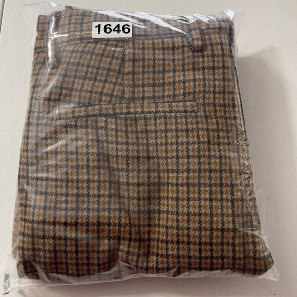 Zara Men’s Wool Blend Checkered Trousers Brown Black Size 38 (US 30) - Picture 16 of 16